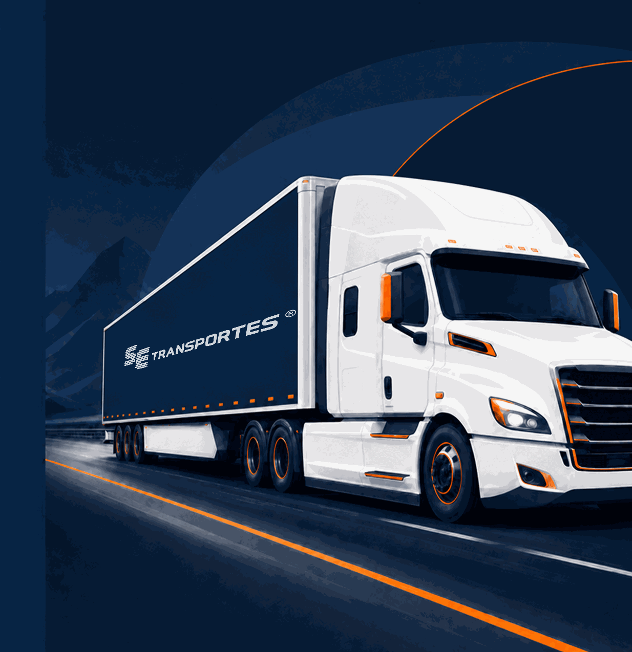 Caminhão da S.E. Transportes em movimento